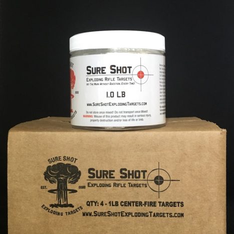 sure shot binary targets centerfire 4 pack of 1lb targets, applied kinetics, exploding target, binary target, binary targets, tannerite, kinetic target